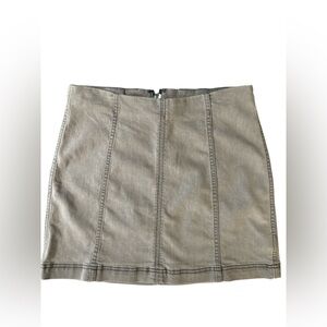 Free People Gray Acid Wash Denim Mini Skirt Distressed Size 8